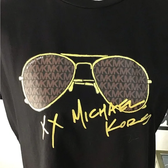 Michael Kors Black Tee with Gold Sunglasses Design - Picture 3 of 3